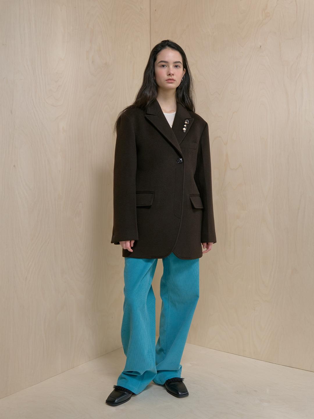 CASHMERE DOUBLE HALF COAT_BROWN