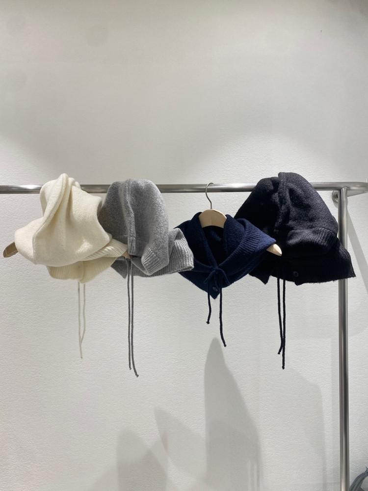 버튼 니트 후드 워머 / 4color 마크베르