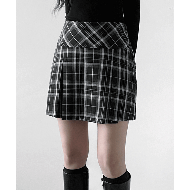 하이틴 타탄 체크 플리츠 미니 스커트 (2color)