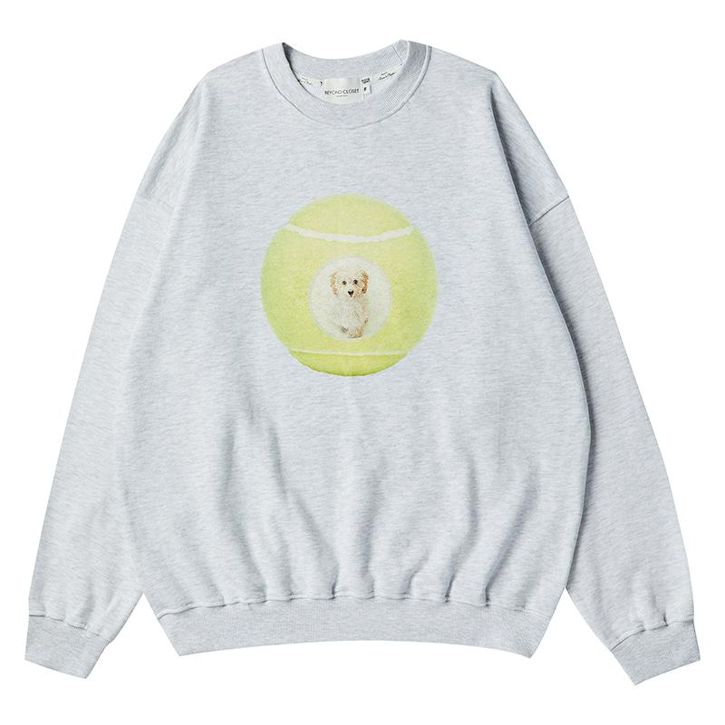 TENNIS BALL PRINT SPORTS SWEAT SHIRT GRAY