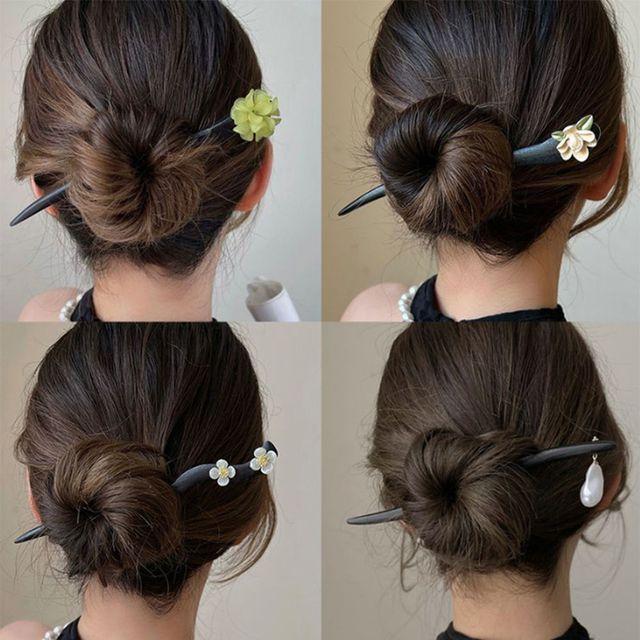 은플 고풍 헤어악세사리 포인트 나무비녀 비녀 머리장식 비녀머리 올림머리 반묶음머리 머리꽂이 뒷꽂이 OW_WC1530D 비녀머리 올림머리 반묶음머리 머리꽂이 뒷꽂이