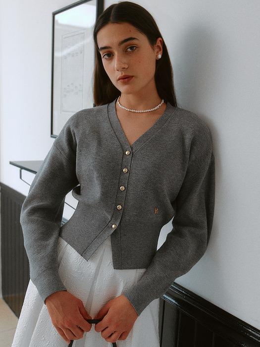 VOLUME SLEEVE CARDIGAN GRAY