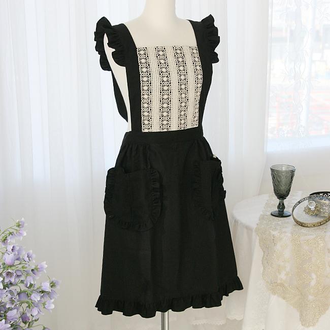 블랙라벨 앤틱 프릴 앞치마