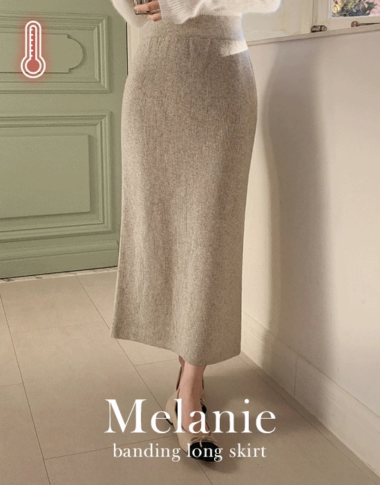 (밍크기모안감🔥)멜르안 밴딩 롱 스커트(니트스커트/겨울/H라인/스판/트임/데일리룩/데이트룩/꾸안꾸/오피스룩/겨울)