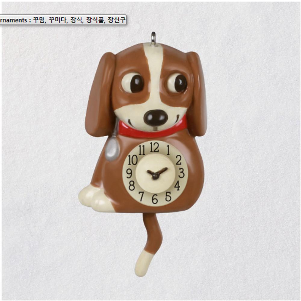 2021 홀마크 미니 퍼피 클락 모션 오너먼트  Mini Lil Puppy Clock Ornament With Motion, 2.1인치