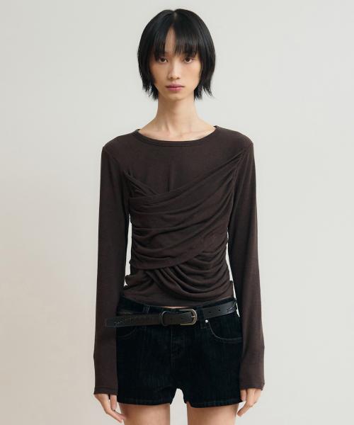 울 슈라우드 소프트 롱 슬리브 [dark brown]