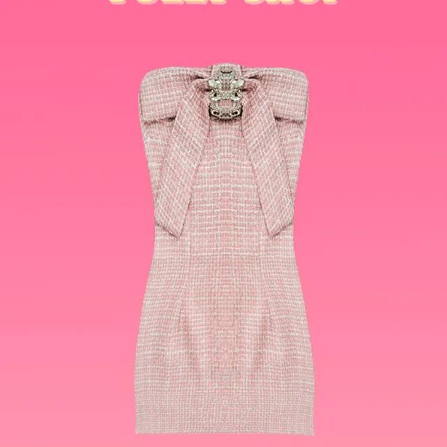 트위드큐빅원피스 오프숄더 탑원피스 파티룩 공주옷 핑크