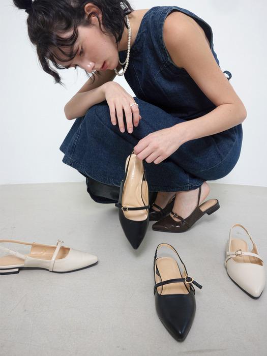 [단독]메리제인 하트링 플랫 슬링백 (3COLOR)