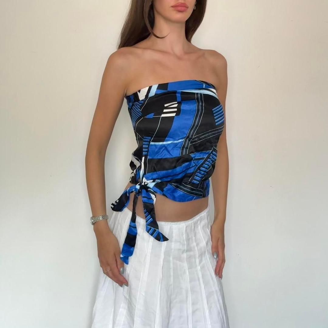 Old label new look blue and black bandeau top. Size...