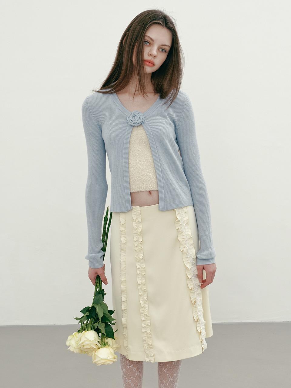 ROSE CORSAGE CARDIGAN (LIGHT BLUE)