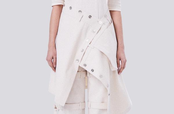 BUTTONS WRAP SKIRT / ECRU