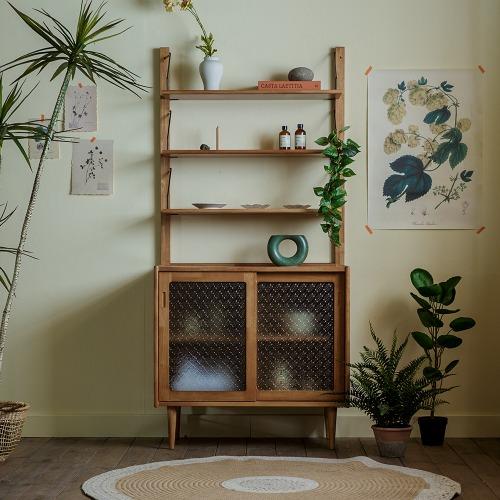 델마 원목 선반 유리수납장 2colors