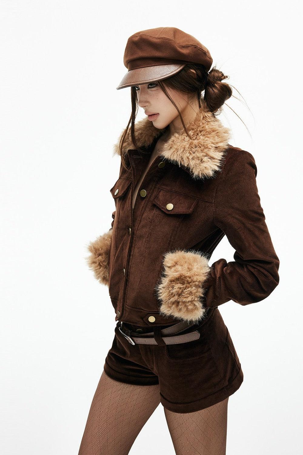 Rory Corduroy Fur Jacket - S