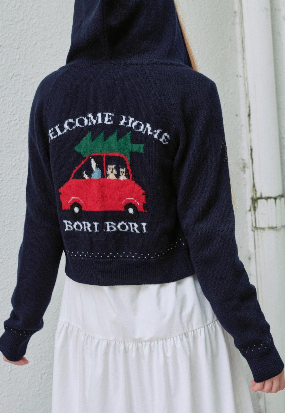 [10/06 순차배송] WELCOME HOME KNIT HOODIE ZIP UP (NAVY)