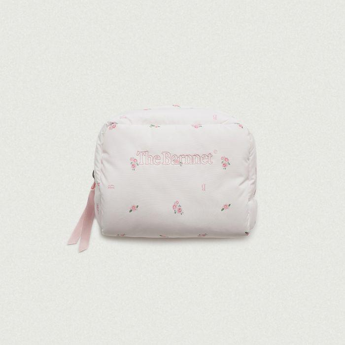 Rosie Flower Pom-Pom Pouch_White