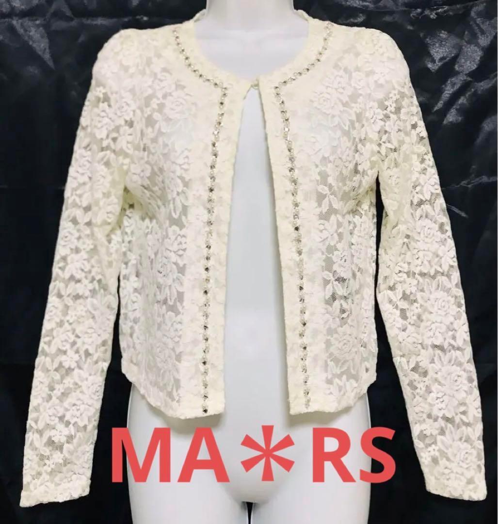 最終値下げ] MARS アメーバマーズ ビジューレースカーディガン 薔薇柄 白