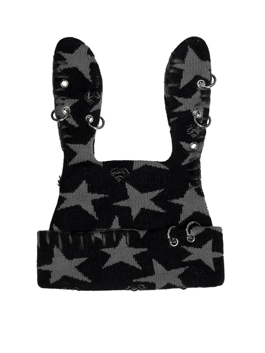 STAR BUNNY KNIT HAT - BLACK