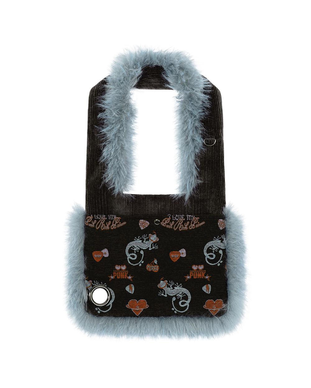 Punky lizard jacquard bag Charcoal
