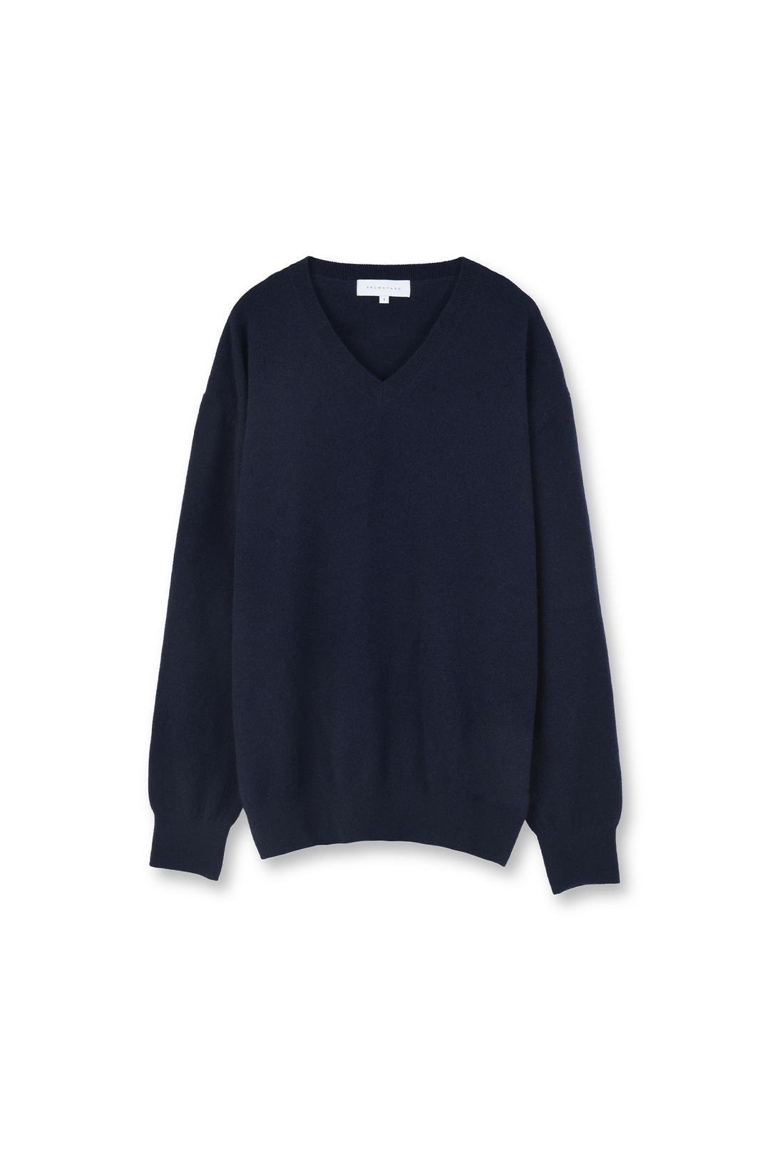 Extra Super Fine V Neck Knit, Dark Navy