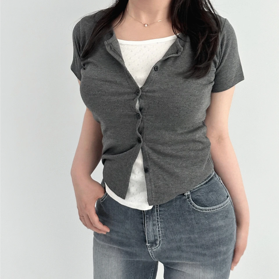 팔뚝살보정 MADE 사기핏 반팔 레이어드 가디건  (세트+빅사이즈)