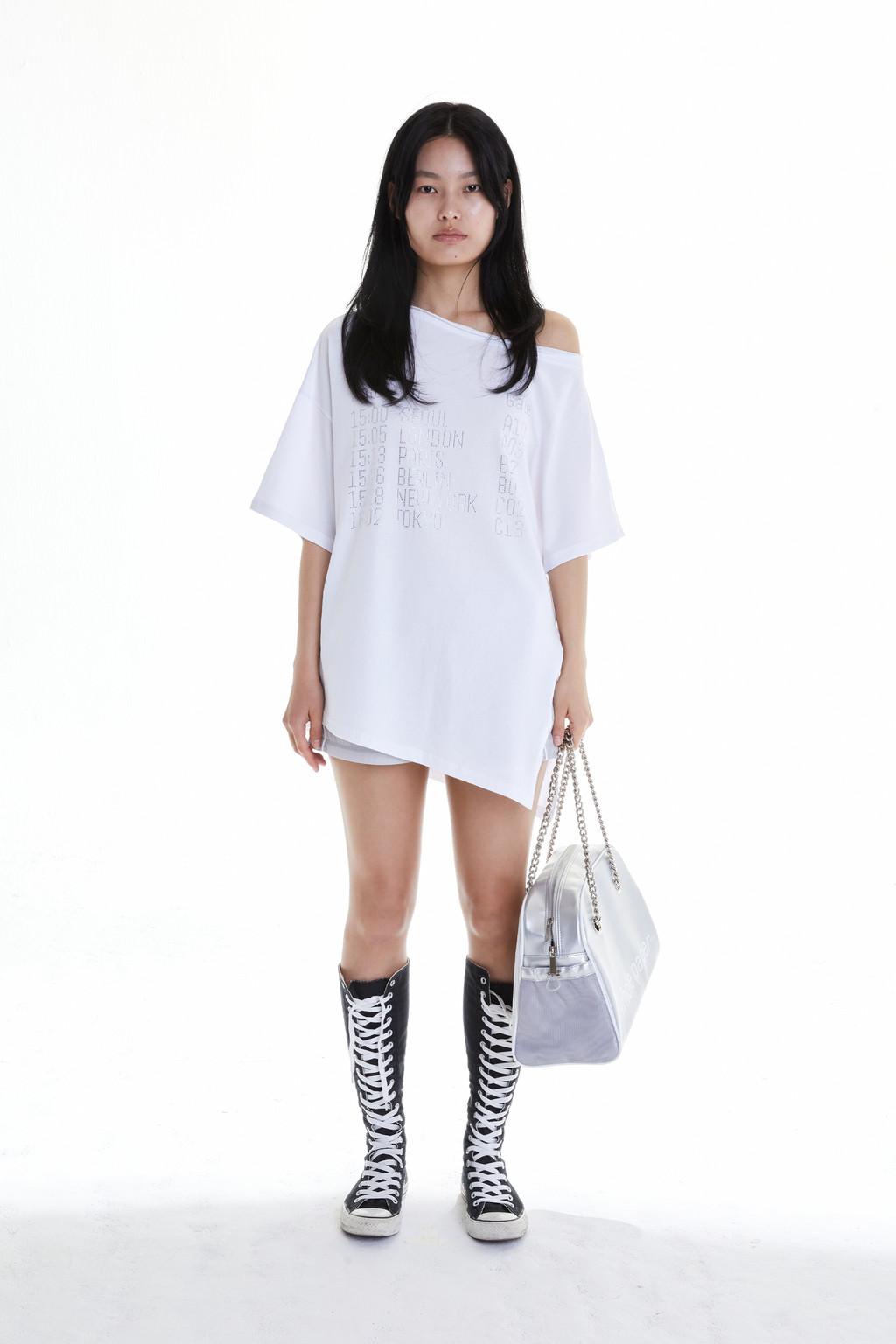 디파쳐 큐빅 언발란스 탑 (화이트)