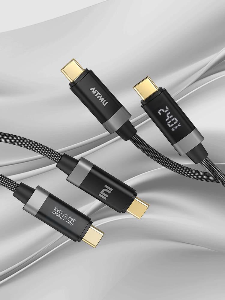 C타입 to C 100W 240W 5A PD LED 디스플레이 고속충전 케이블 50cm