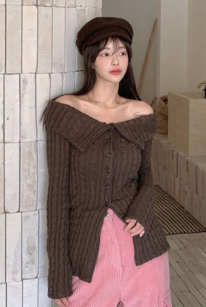 꽈배기 오프숄더니트 (4color) 무료배송