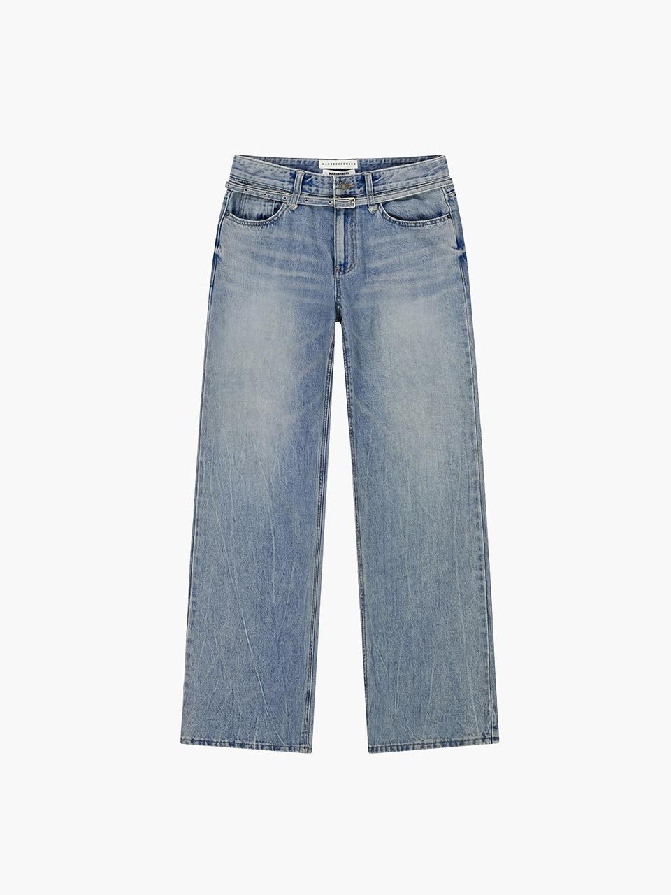 BELTED WIDE LEG JEANS_blue
