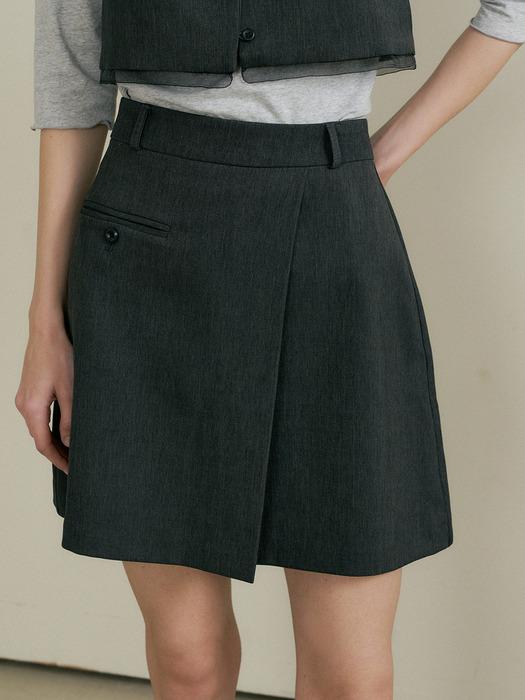 comos 1442 pleated wrap mini skirt (charcoal)
