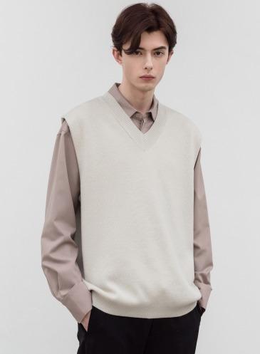 SOF WOOL OVERFIT KNIT VEST [CREAM]