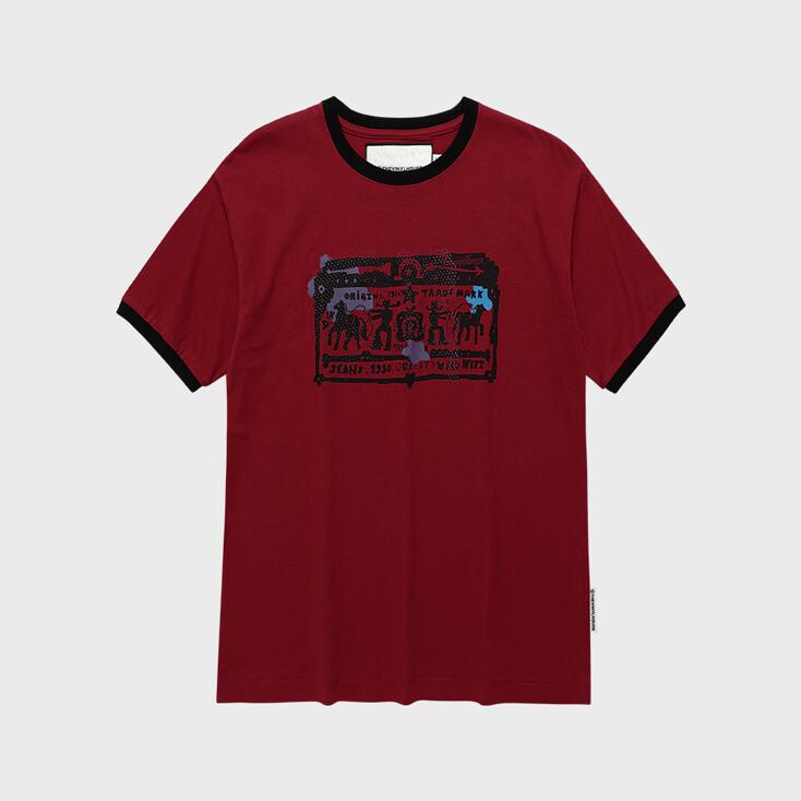 [S사이즈 5/19, M, L사이즈 5/14 예약배송] COWBOY PICTOGRAM RINGER TEE RED