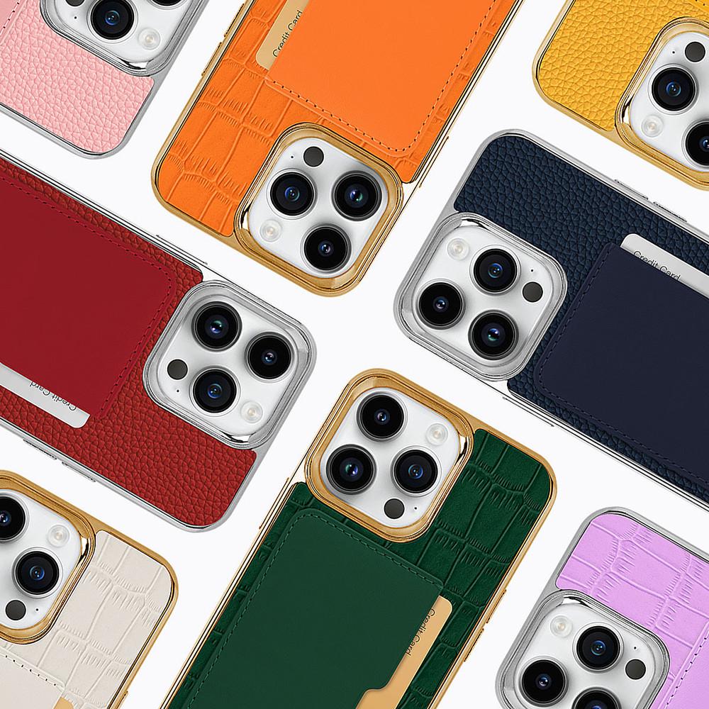 [오플레더] 스미스앤레더 프레임 가로형 포켓 케이스 아이폰 시리즈 카드수납 범퍼 가죽