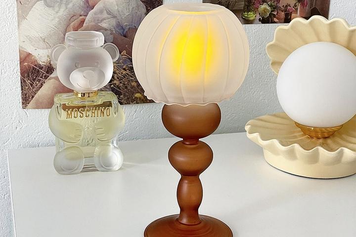 무드 브라운 해파리 빈티지 유리 촛대 글라스 캔들홀더 인테리어소품