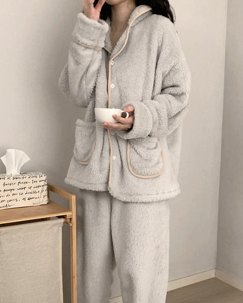 [unisex] 도버 오버핏 수면 긴팔 파자마 set