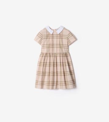 체크 코튼 드레스 (아카이브 핑크) | 공식 Burberry®