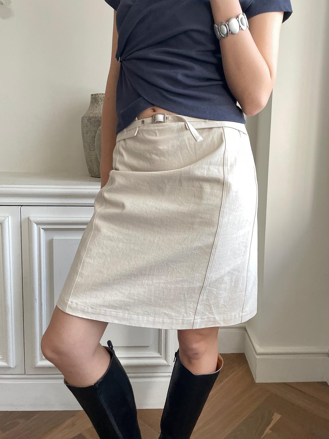 Belt Midi Skirt (beige)