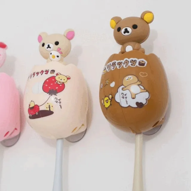 [2종] 리락쿠마 벽걸이 칫솔캡 칫솔 커버 벽걸이 칫솔걸 보관 홀더 케이스 칫솔꽂이