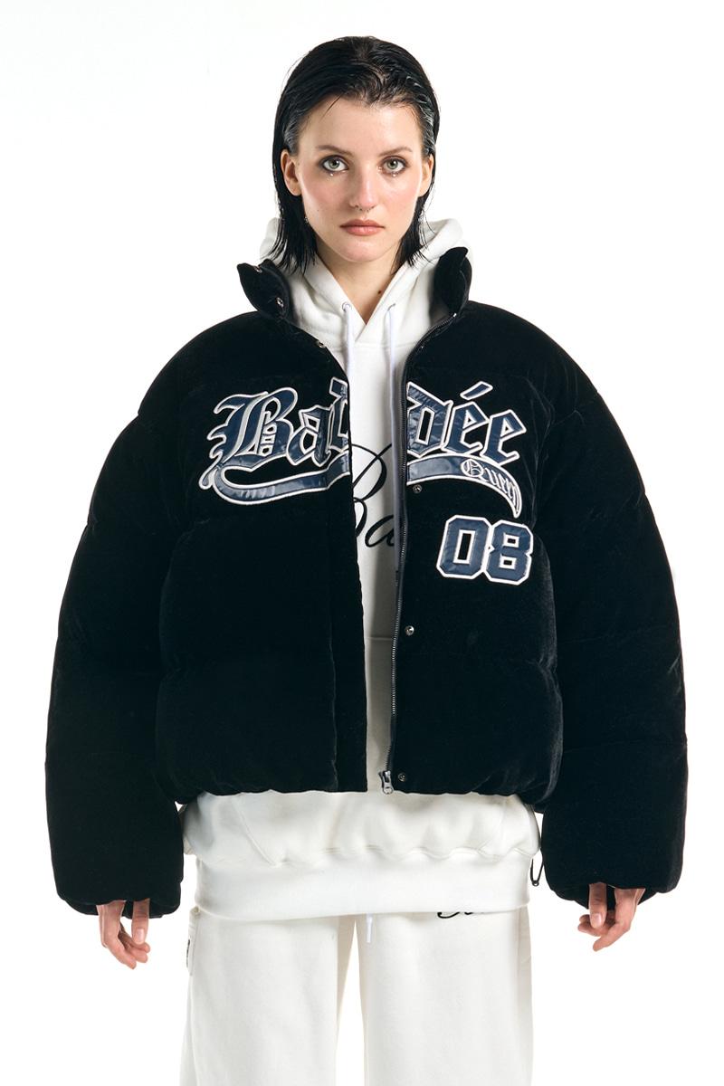 Velour Varsity Jacket Black