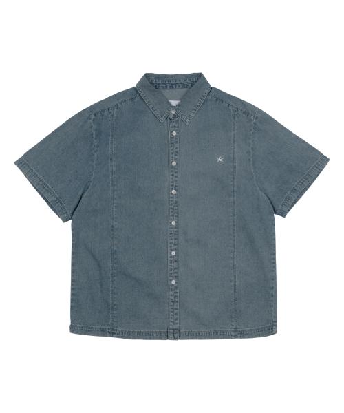 TCM mini logo denim half shirts (blue)