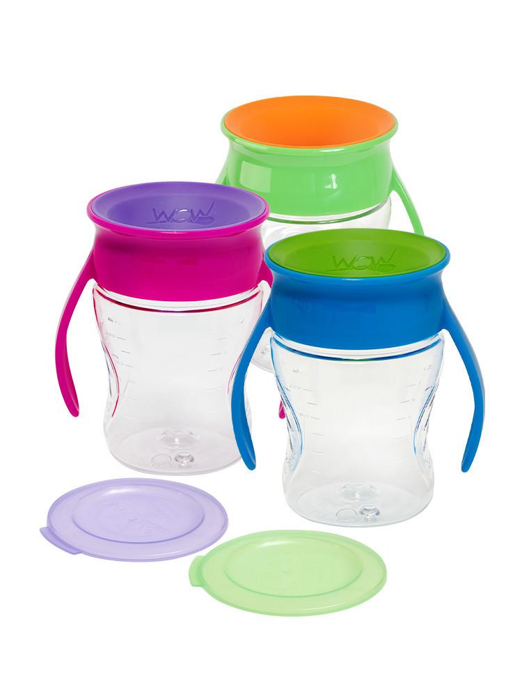 [와우컵] 흘림방지 유아컵 207ml 베이비 트라이탄(뚜껑포함) /빨대없는빨대컵/흘림방지/트레이닝컵