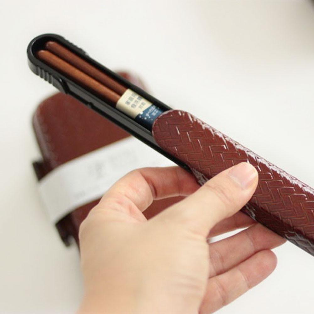 하코야 일본칠기 아지로 고급나무젓가락 휴대용 슬라이드 도시락수저통 케이스 세트