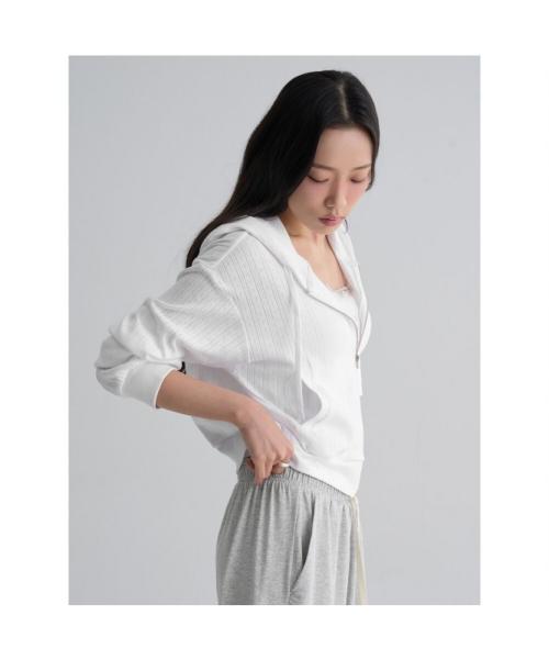 포인텔 후드 집업  화이트