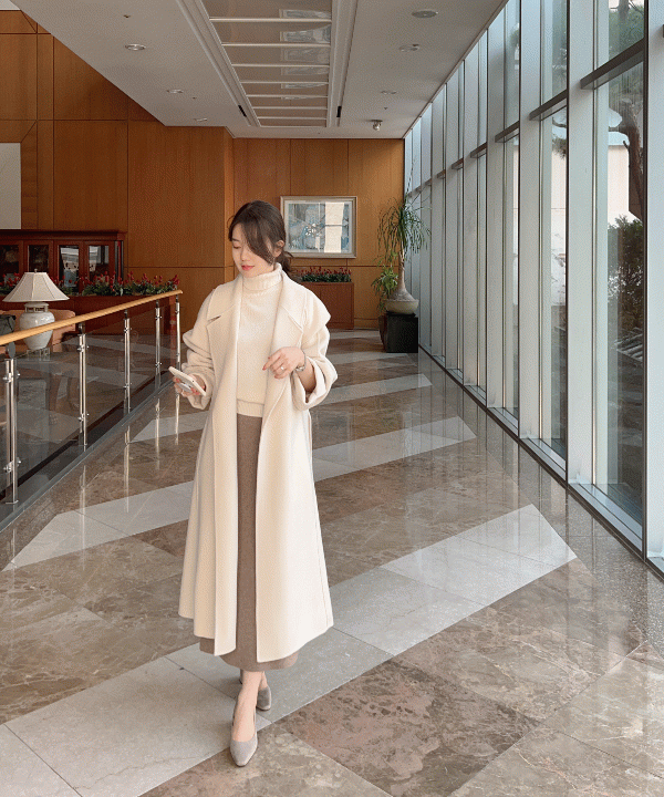 (Wool90%)르메 핸드메이드 울 코트