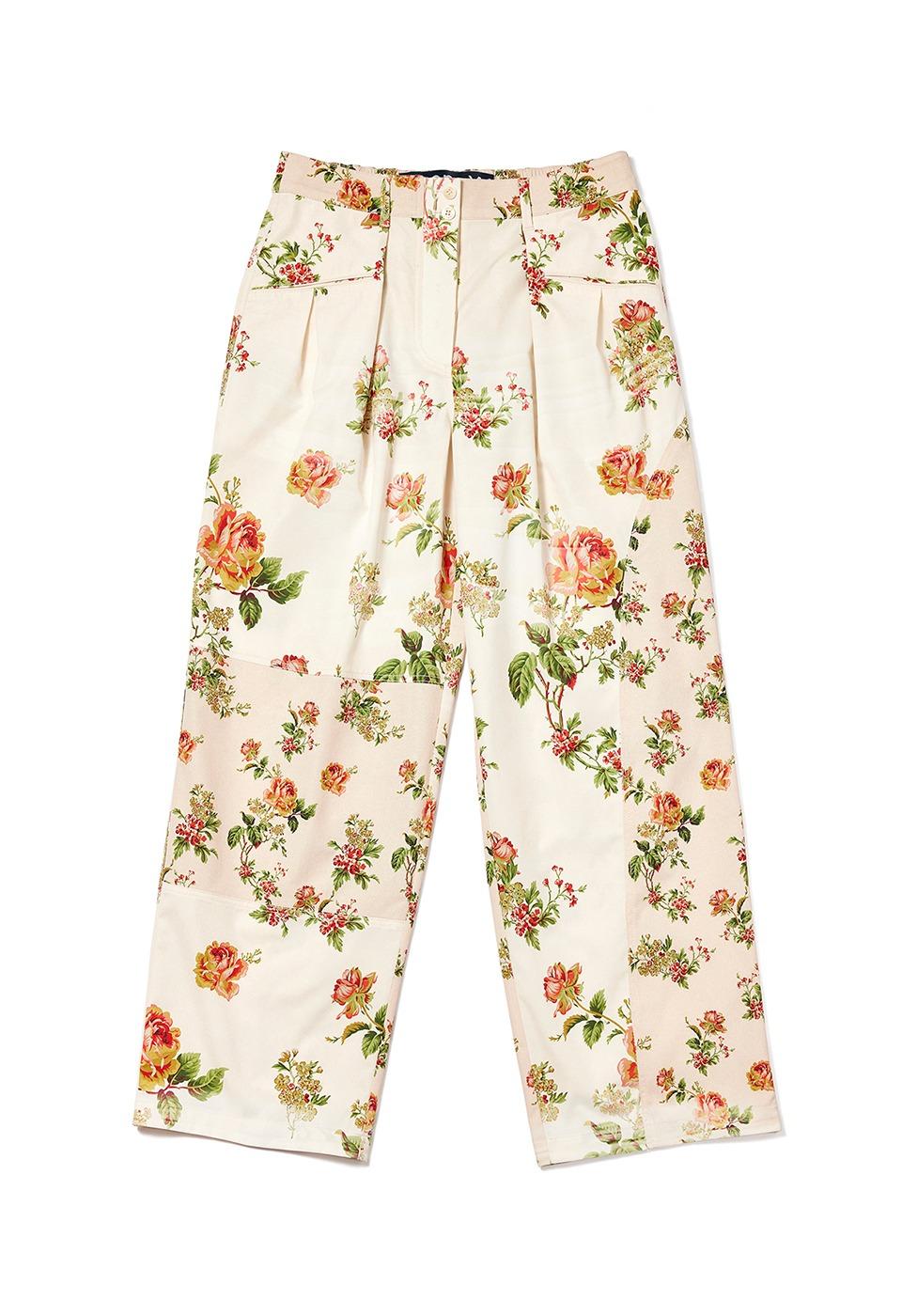 PANELED PAJAMA PANTS, BEIGE