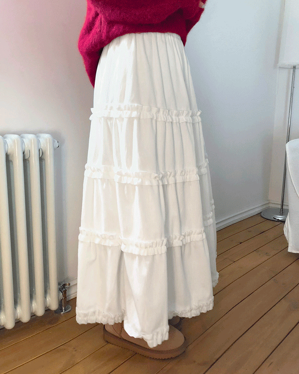 원더원더 [밍크융털안감🌡️] 차아 밍크 기모 캉캉 롱 스커트