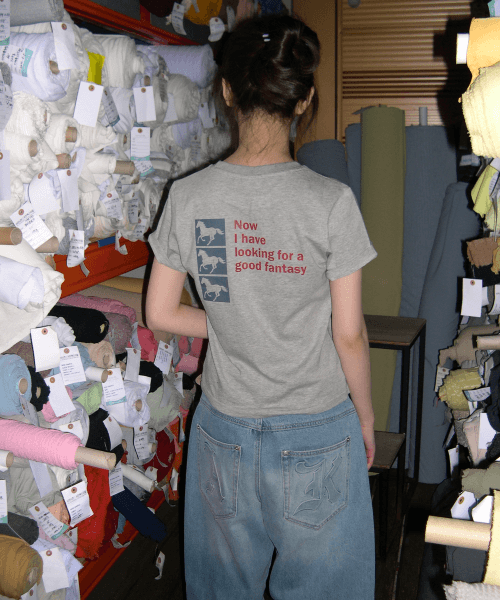 post 세미크롭 반팔티 [그레이 멜란지]