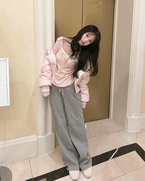 [ 키치 + 러블리🐰 ] 모모 슬림와이드 dot 트레이닝 PT