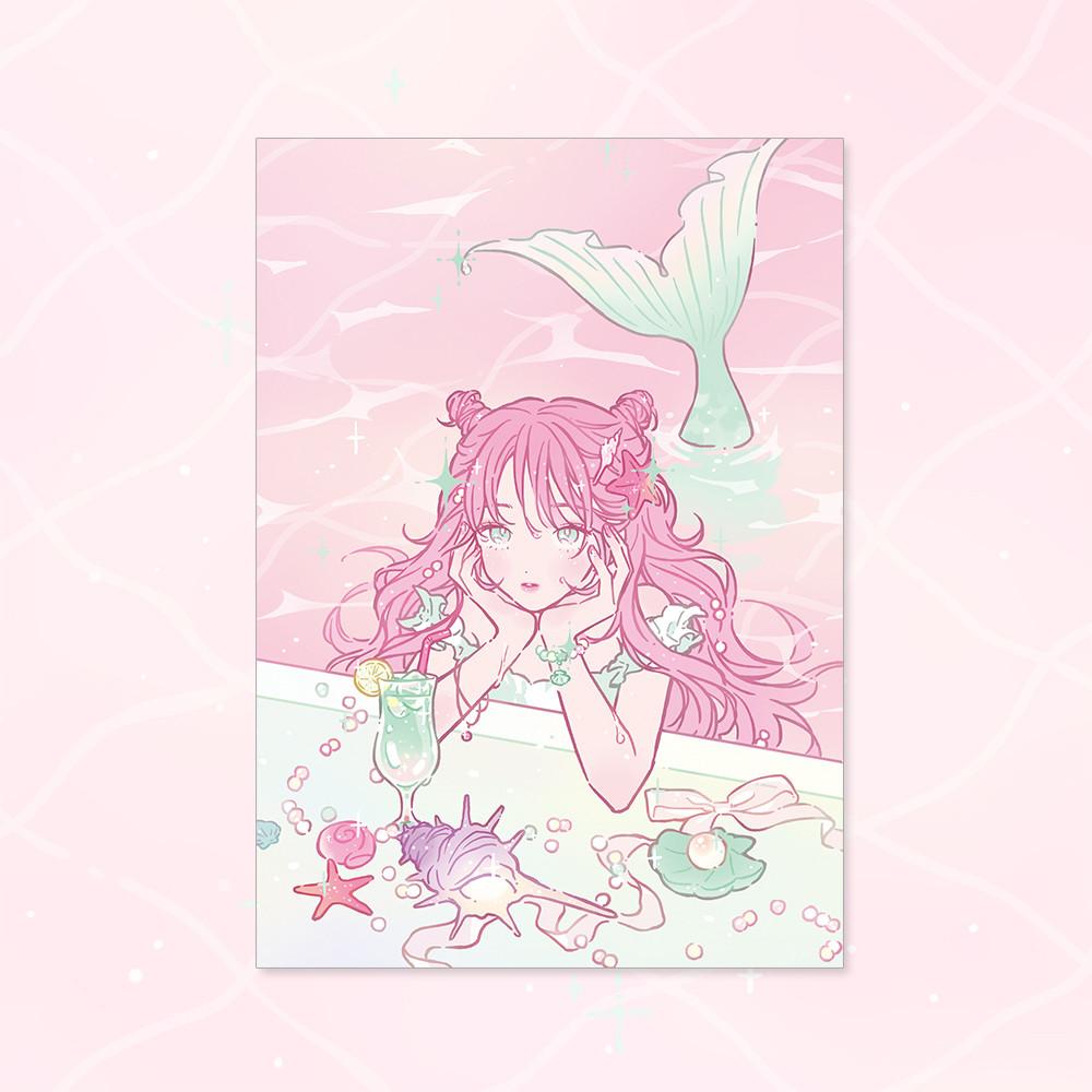 핑크 머메이드 반짝엽서