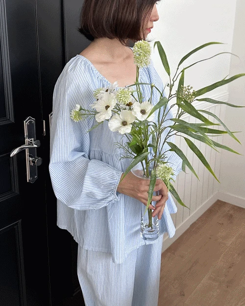 클로버 면 긴팔 파자마 set - 루즈핏 !