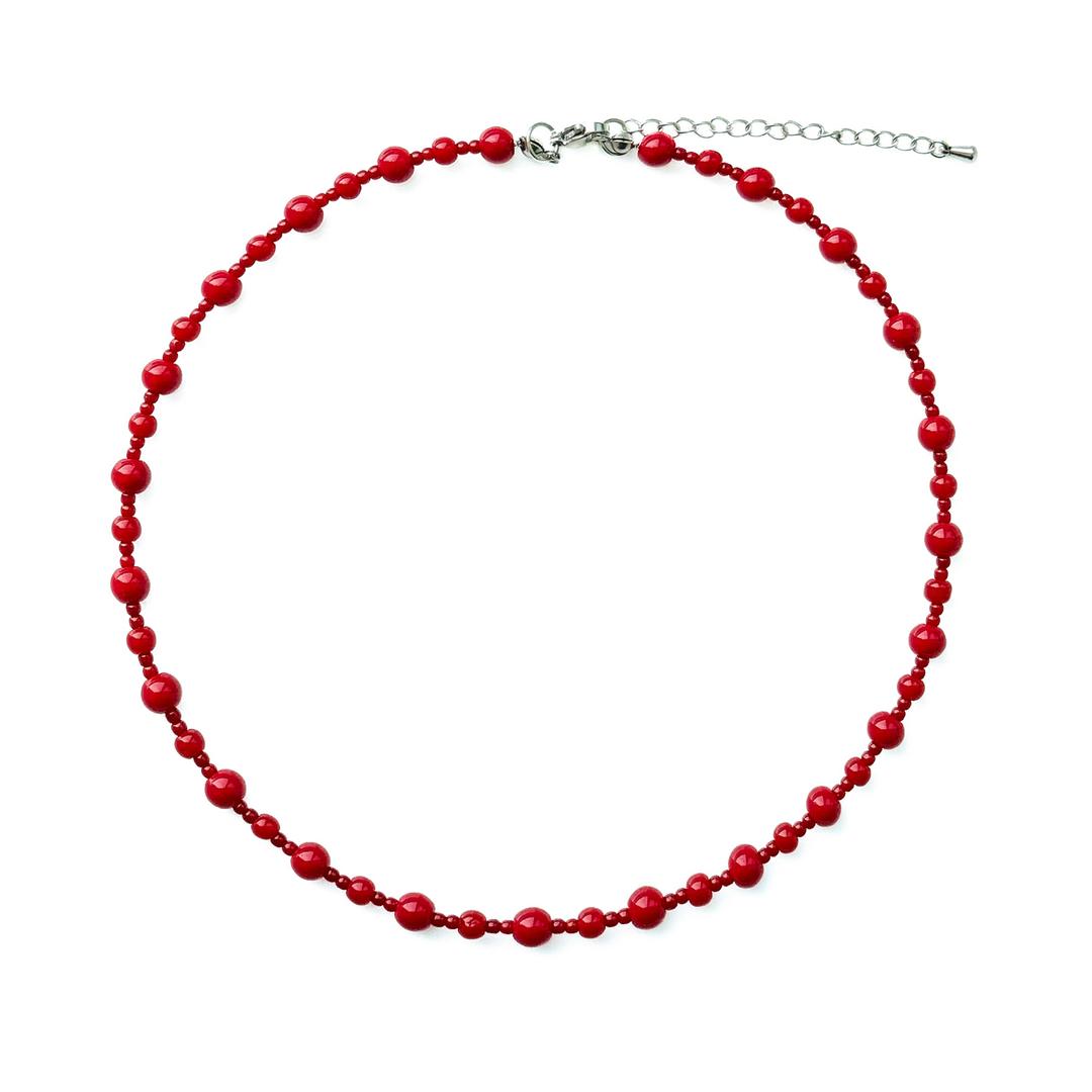 덴시티즈 DOUBLE CHERRY NECKLACE 더블 체리 원석 비즈 목걸이 MD